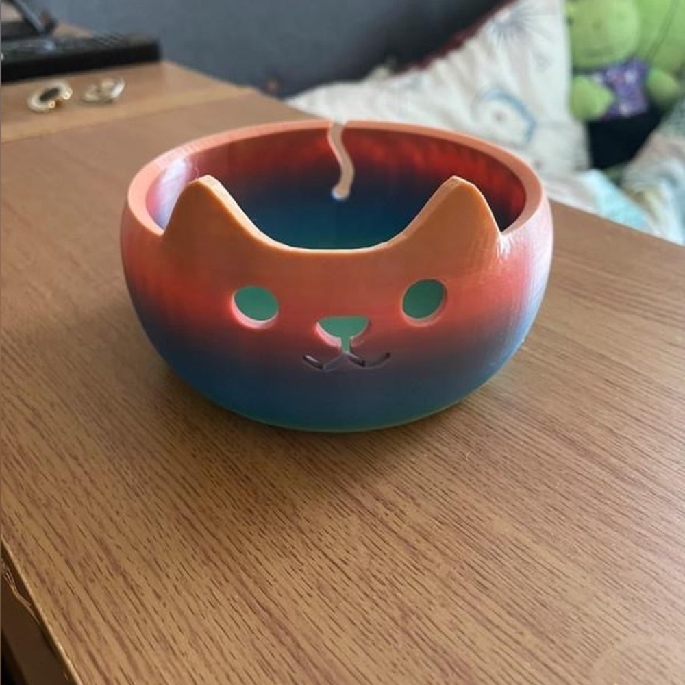 Small 3D Printed Cat Yarn Bowl